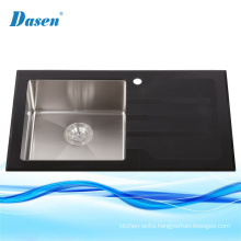 Classic Glass Panel Single Bowl Black Colored Bath Toilet Sink With Washboard
